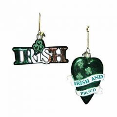 GLASS IRISH AND HEART ORNAMENT